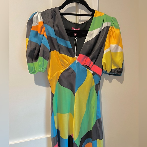 NWT Staud Mila Mini Dress size 0 in Rainbow Marble wave color - Picture 2 of 4
